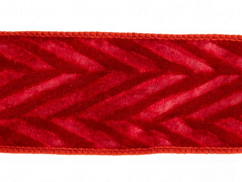 Goodwill Christmas Wired Ribbon Velvet Embossed Triangle Red Ribbon L 22125