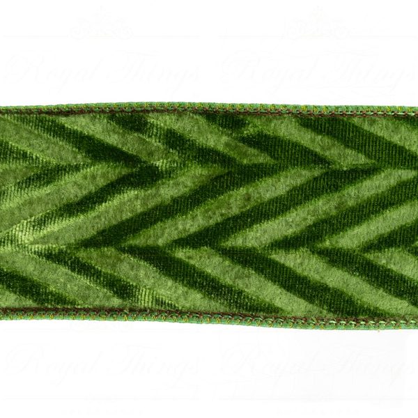 Goodwill Christmas Wired Ribbon Velvet Embossed Triangle Ribbon Green L 22126