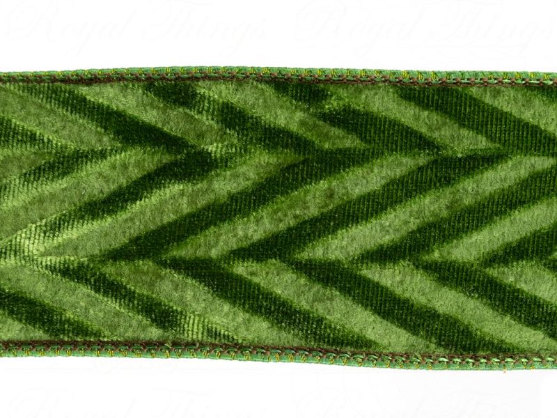 Goodwill Christmas Wired Ribbon Velvet Embossed Triangle Ribbon Green L 22126