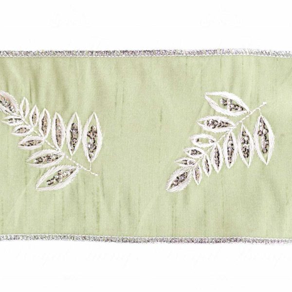 Goodwill Christmas Wired Ribbon Vintage Fern Embroidered Ribbon Green White Silver Kc 05 905506