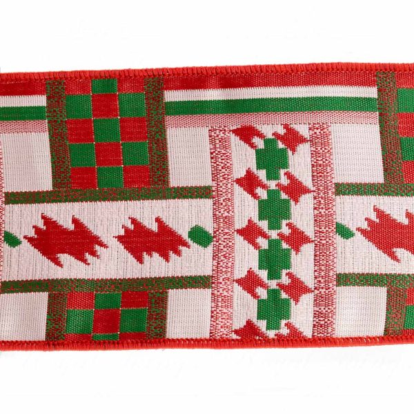 Goodwill Christmas Wired Ribbon Weaved Jaquard Ribbon Red Green White L 27634