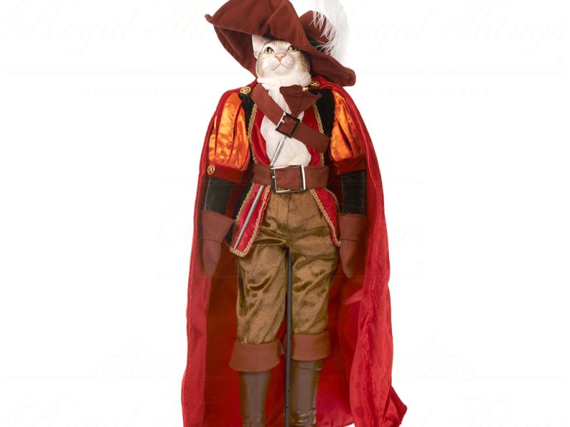 Goodwill Dolls Red Brown Orange Musketeer Cat Doll J65202