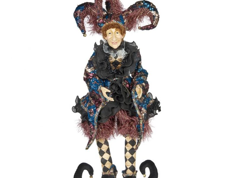 goodwill purple black commedia jester doll j63151
