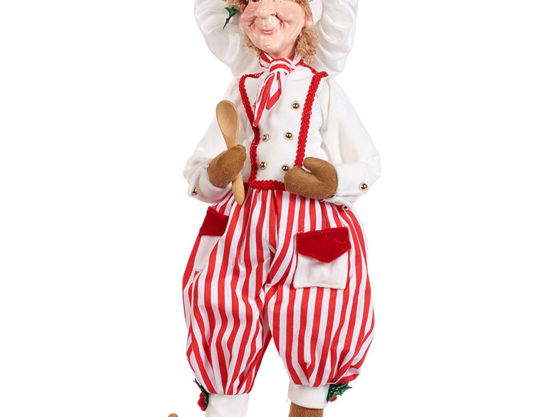 Goodwill Red White Kitchen Chef Elf Doll C19000 Stripes