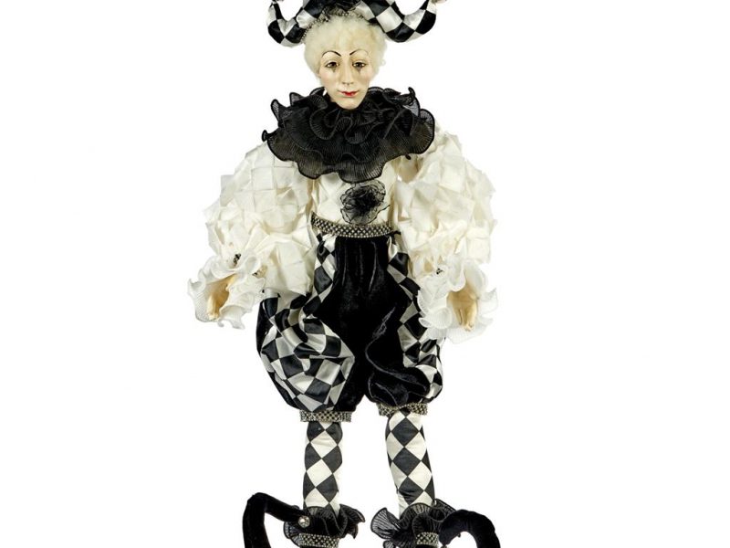 goodwill white black pierrot jester doll j63152