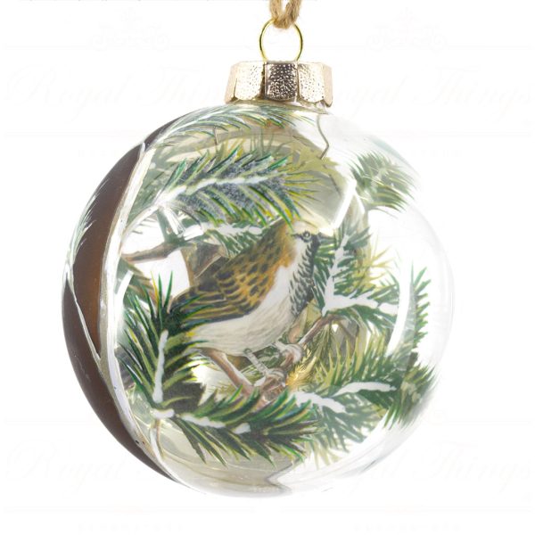 Katherine Collection Christmas Ball Glass Heritage Glass Filled With Bird Scenery Brown Green Kc 66 18890 Back