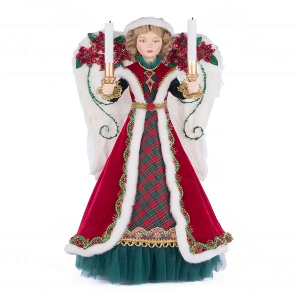 Katherine S Collection Christmas Collectible Dolls Led Penelope Poinsettia Angel Tree Topper Red Gold Green Kc 28 428329 1