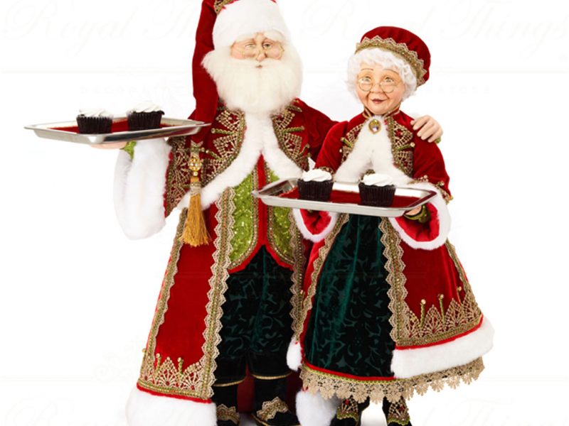 Katherine S Collection Christmas Collectible Dolls Mr And Mrs Trimmings Serving Piece Red Gold White Green Kc 28 228582 1