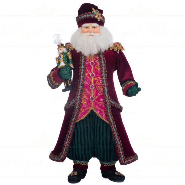 Katherine S Collection Christmas Collectible Dolls Nutcracker Santa Holding Nutcracker Burgundy Green Gold Pink Kc 28 328860