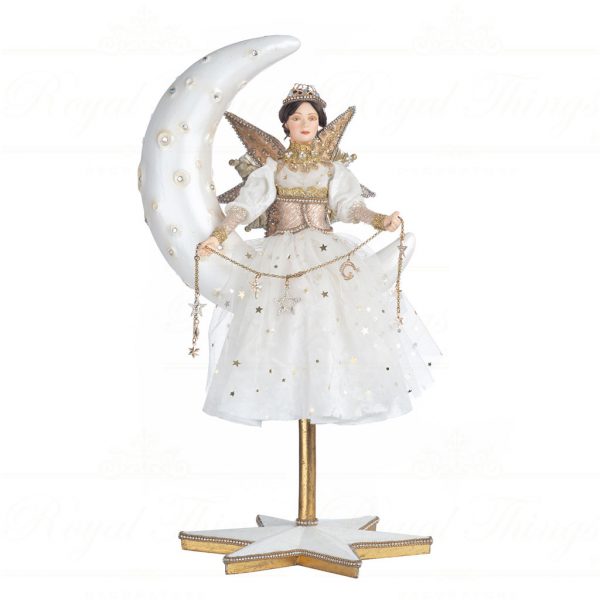Katherine S Collection Christmas Decorative Items Celestial Nights Angel On Moon Figurine White Gold Kc 28 328833