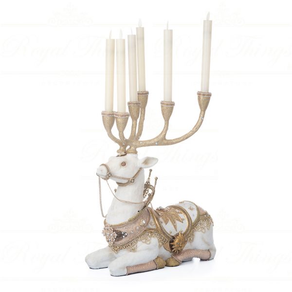 Katherine S Collection Christmas Decorative Items Celestial Nights Deer Candle Holder White Gold Kc 28 328105 2