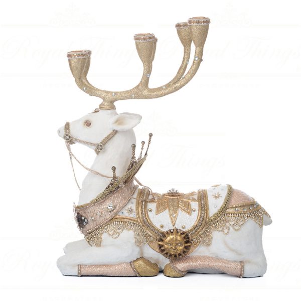 Katherine S Collection Christmas Decorative Items Celestial Nights Deer Candle Holder White Gold Kc 28 328105