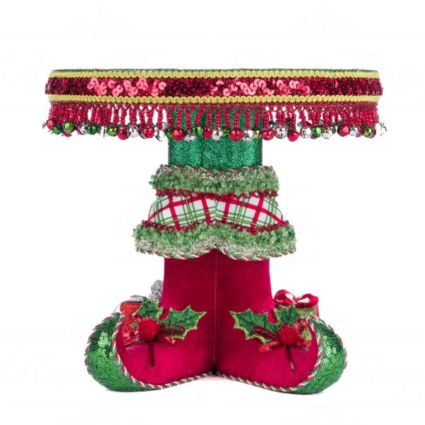 Katherine S Collection Christmas Decorative Items Elf Boots Cake Stand Plate Tabletop Green Red Kc 28 428347 1