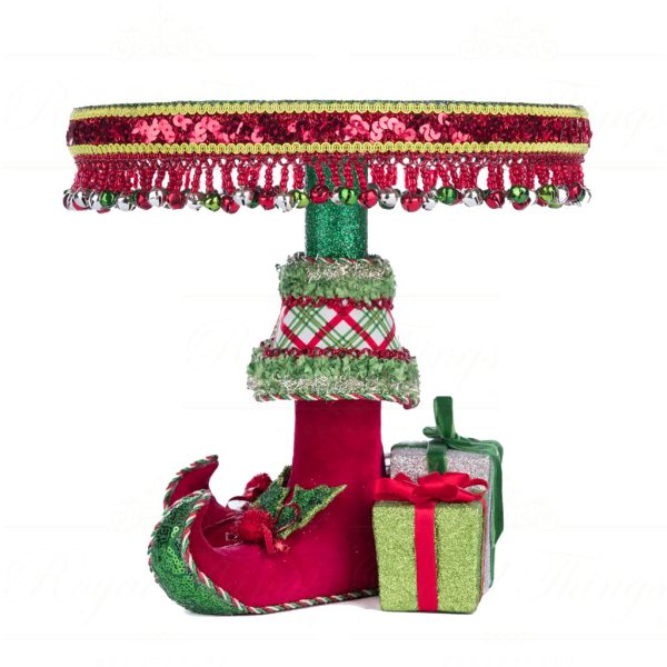 Katherine S Collection Christmas Decorative Items Elf Boots Cake Stand Plate Tabletop Green Red Kc 28 428347 3