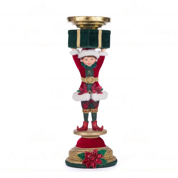 Katherine S Collection Christmas Decorative Items Holiday Magic Elf Candle Stick Holder Tabletop Green Red White Kc 28 428325 1