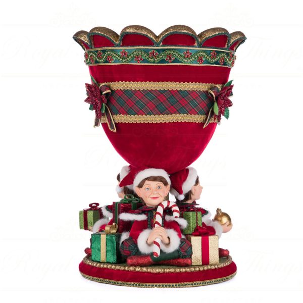 Katherine S Collection Christmas Decorative Items Holiday Magic Large Elf Urn Tabletop Gold Green Red Kc 28 428321 1