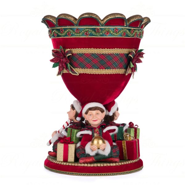 Katherine S Collection Christmas Decorative Items Holiday Magic Large Elf Urn Tabletop Gold Green Red Kc 28 428321 2