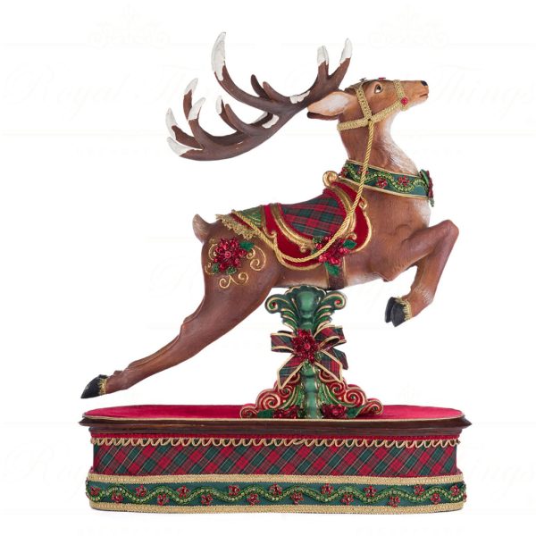 Katherine S Collection Christmas Decorative Items Holiday Magic Reindeer On Box Green Red Gold Kc 28 428335 4