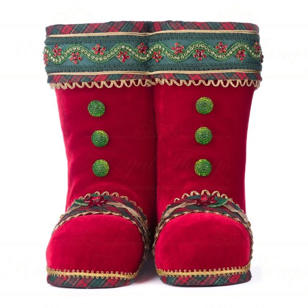 Katherine S Collection Christmas Decorative Items Holiday Magic Santa Boots Tabletop Red Gold Green Kc 28 428410 Red 1