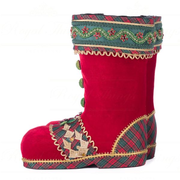 Katherine S Collection Christmas Decorative Items Holiday Magic Santa Boots Tabletop Red Gold Green Kc 28 428410 Red 3
