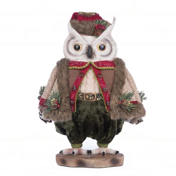 Katherine S Collection Christmas Decorative Items Hoober The North Country Christmas Owl Tabletop Green Cream Red Kc 28 428280 1