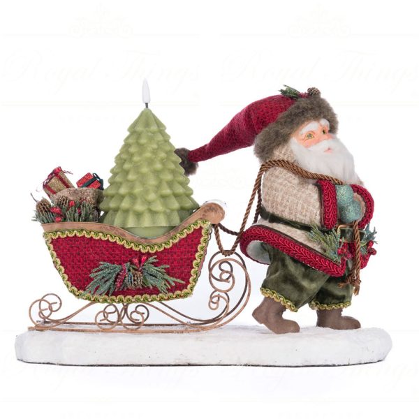 Katherine S Collection Christmas Decorative Items Led North Country Santa Sleigh Candle Holder Tabletop Green Cream Red Kc 28 428274 1