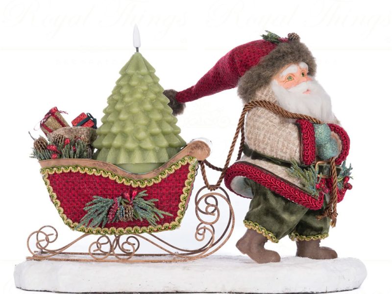 Katherine S Collection Christmas Decorative Items Led North Country Santa Sleigh Candle Holder Tabletop Green Cream Red Kc 28 428274 1