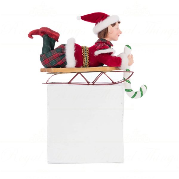Katherine S Collection Christmas Decorative Items Lying Elf On Sleigh Stockingholder Tabletop Red White Green Kc 28 428411 4