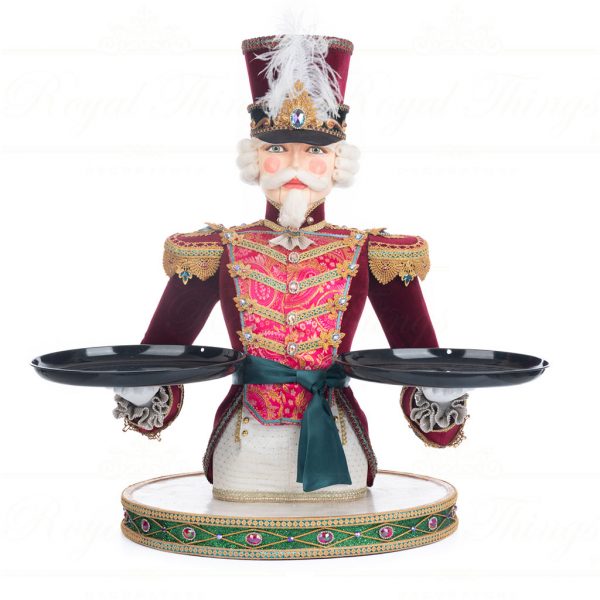 Katherine S Collection Christmas Decorative Items Nutcracker Server With Tablecloth Burgundy Pink Gold White Kc 28 328848
