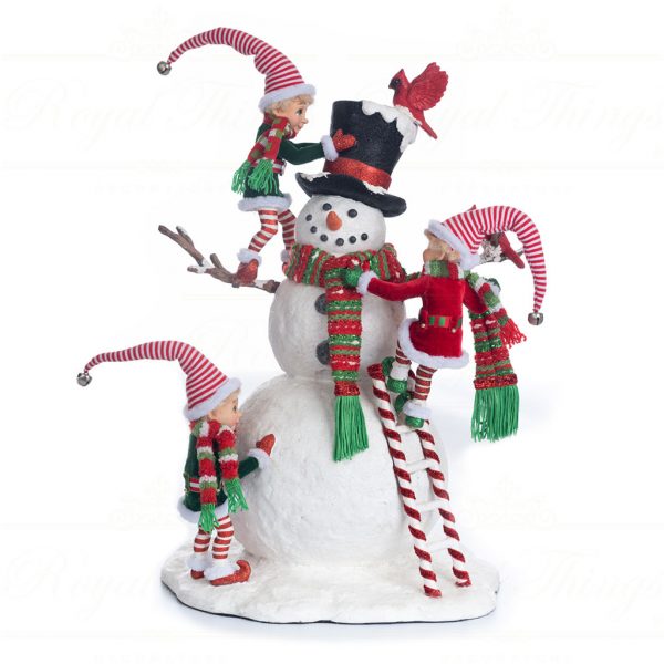 Katherine S Collection Christmas Decorative Items Peppermint Palace Elves With Snowman Red Green White Kc 28 328818