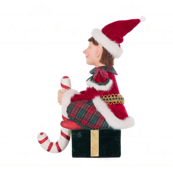 Katherine S Collection Christmas Decorative Items Sitting Elf With Giftbox Stockingholder Tabletop Red White Green Kc 28 428407 2