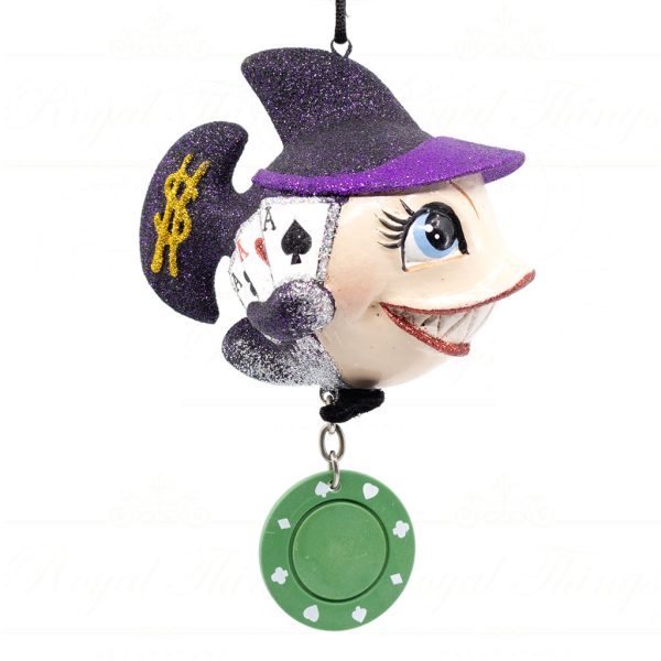 Katherine S Collection Christmas Heritage Ornament Casino Pokerface Fish Blue Purple Red Kc 28 28636 Purplehatgreencoin