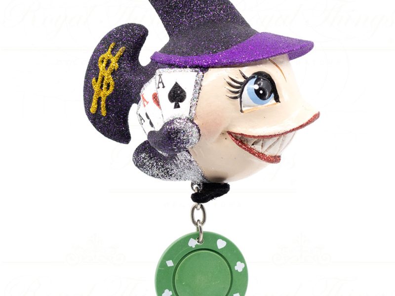 Katherine S Collection Christmas Heritage Ornament Casino Pokerface Fish Blue Purple Red Kc 28 28636 Purplehatgreencoin