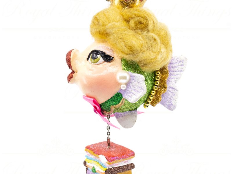 Katherine S Collection Christmas Heritage Ornament Disney S The Princess And The Pea Kissing Fish Pink Green Gold Kc 66 18847 Side
