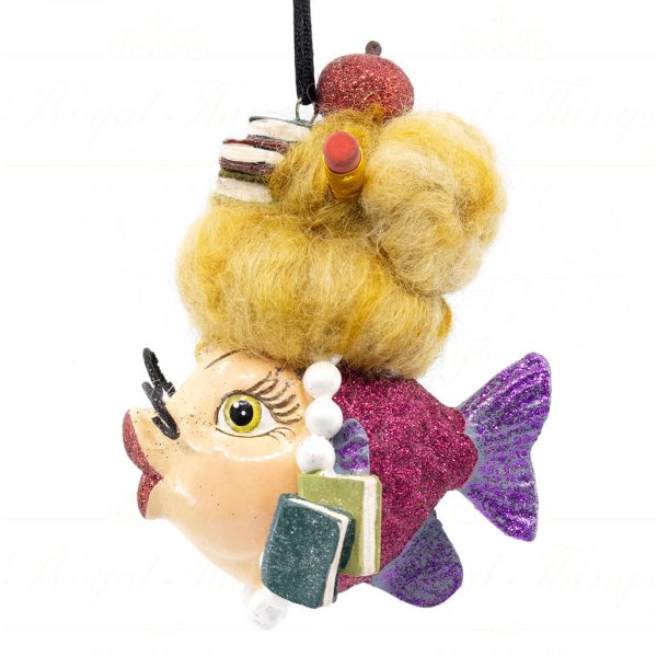 Katherine S Collection Christmas Heritage Ornament Teacher Kissing Fish Blue Purple Red Kc 28 28625 Pinkbody Side