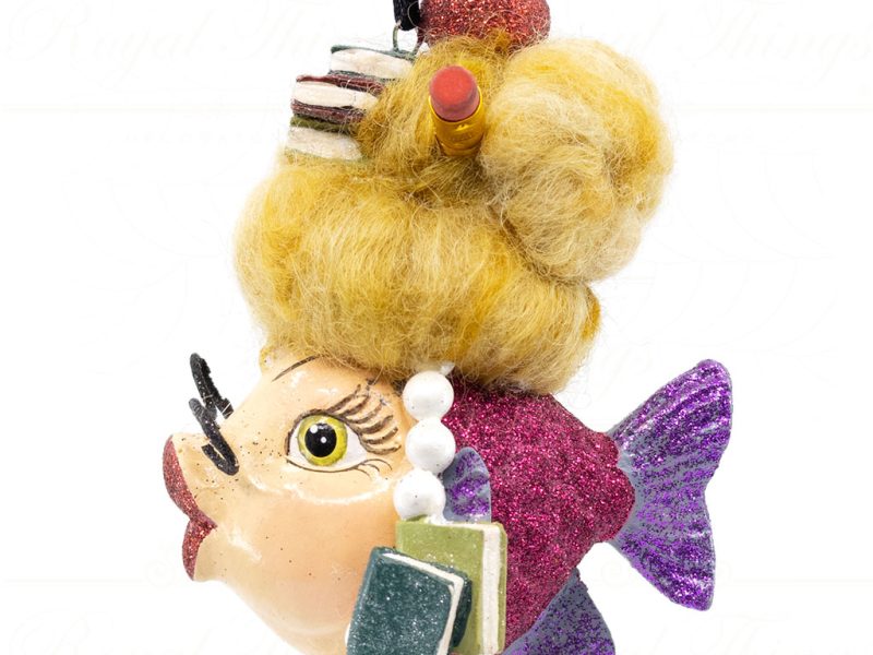 Katherine S Collection Christmas Heritage Ornament Teacher Kissing Fish Blue Purple Red Kc 28 28625 Pinkbody Side