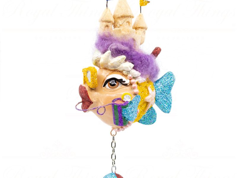 Katherine S Collection Christmas Heritage Ornament A Day At The Beach Kissing Fish Red Blue Orange Kc 66 18832 Yellowbody Side