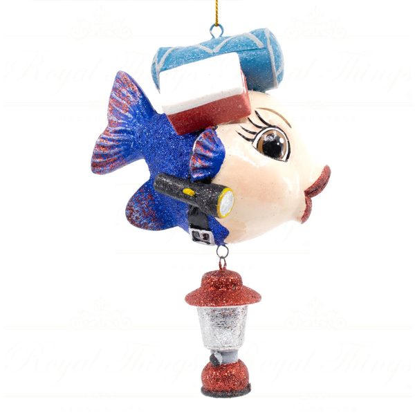 Katherine S Collection Christmas Heritage Ornament Adventure Scout Kissing Fish Blue White Red Kc 66 18818 Side