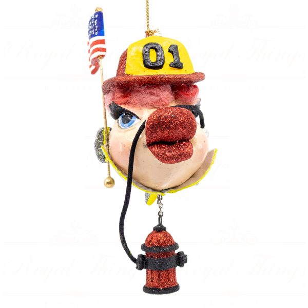 Katherine S Collection Christmas Heritage Ornament American Firefighter Kissing Fish Red Yellow Silver Kc 66 18830
