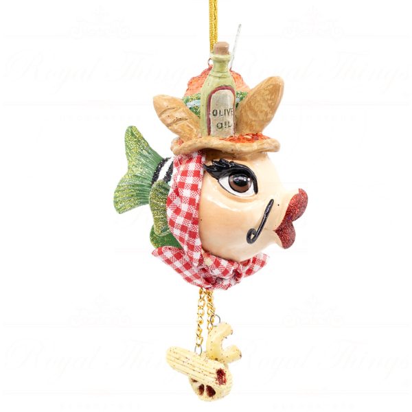 Katherine S Collection Christmas Heritage Ornament Bello Italiano Kissing Fish Red Green Kc 66 18816 Side