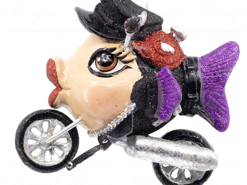 Katherine S Collection Christmas Heritage Ornament Biker Kissing Fish Purple Blue Red Kc 66 18850 Purpletail