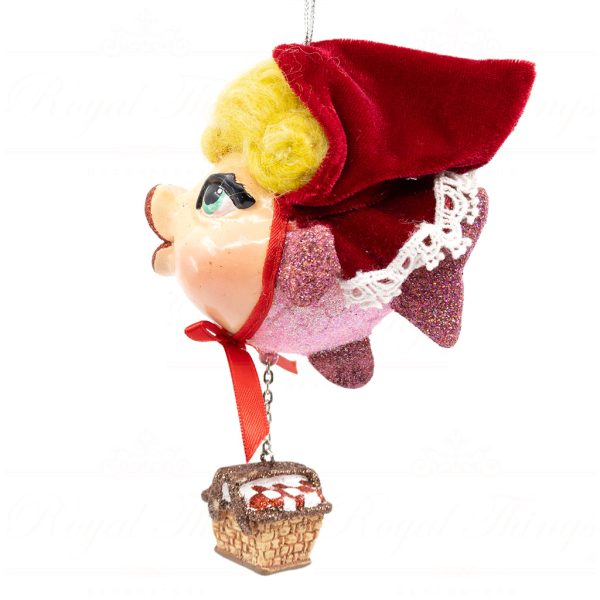 Katherine S Collection Christmas Heritage Ornament Disney S Red Riding Hood Kissing Fish Red Brown Pink Kc 66 18859 Side