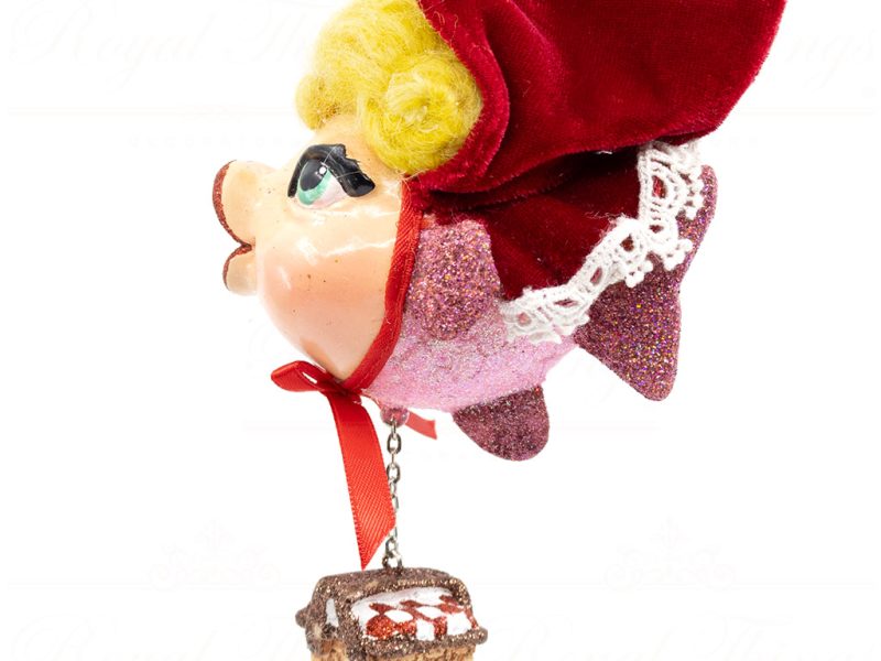 Katherine S Collection Christmas Heritage Ornament Disney S Red Riding Hood Kissing Fish Red Brown Pink Kc 66 18859 Side