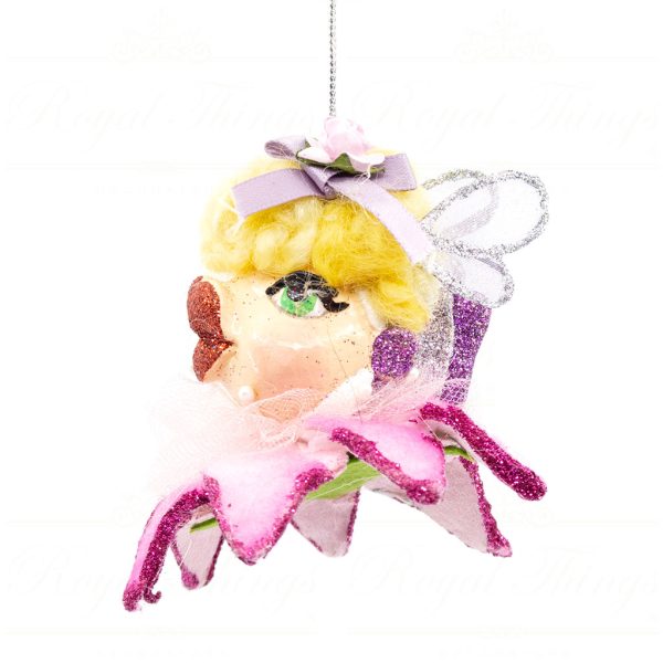 Katherine S Collection Christmas Heritage Ornament Flower Fairy Baby Kissing Fish Pink Purple Kc 66 18860 Side