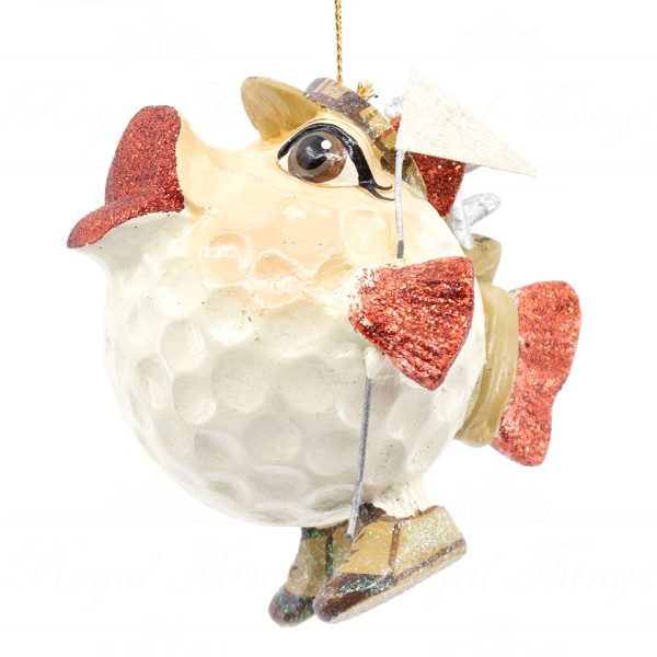 Katherine S Collection Christmas Heritage Ornament Golf Sport Champion Kissing Fish White Brown Red Kc 66 18837