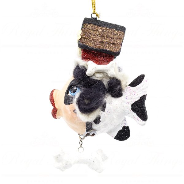 Katherine S Collection Christmas Heritage Ornament I Love Dogs Kissing Fish Brown Black Green Kc 66 18845 Dalma Side