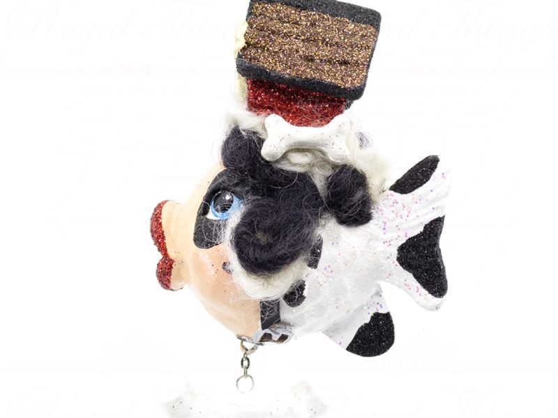 Katherine S Collection Christmas Heritage Ornament I Love Dogs Kissing Fish Brown Black Green Kc 66 18845 Dalma Side
