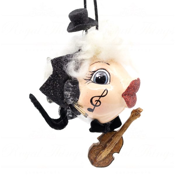 Katherine S Collection Christmas Heritage Ornament Music Maestro Kissing Fish Black Brown Kc 28 28638 Violin Side