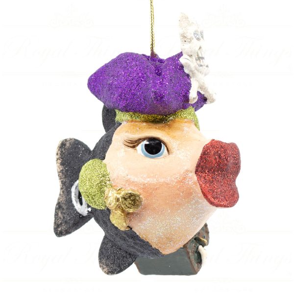 Katherine S Collection Christmas Heritage Ornament Pirate Kissing Fish Purple Green Black Kc 66 18862 Purplehat