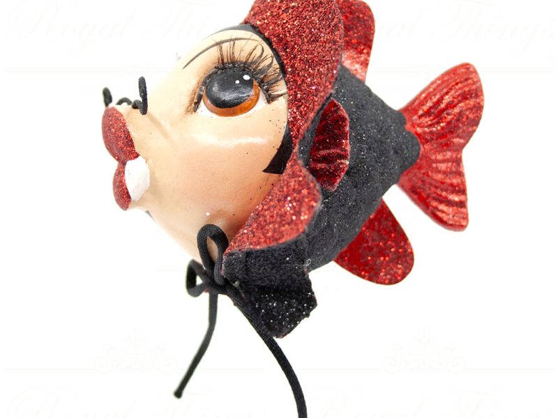 Katherine S Collection Christmas Heritage Ornament Stylish Vampire Kissing Fish Black Red Kc 28 28384 Side
